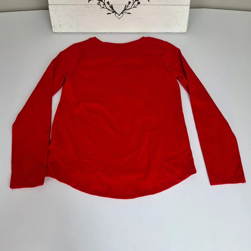 Cat Jack‎ Red Long Sleeve T Shirt Snowflake Sequin Girls Size M 7 8
